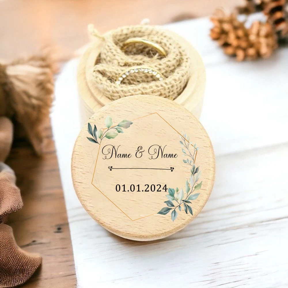 

Персонализированная коробка для обручальных колец с выгравированным именем и датой для свадебной церемонии, кольцо на память, подарки на годовщину для нее