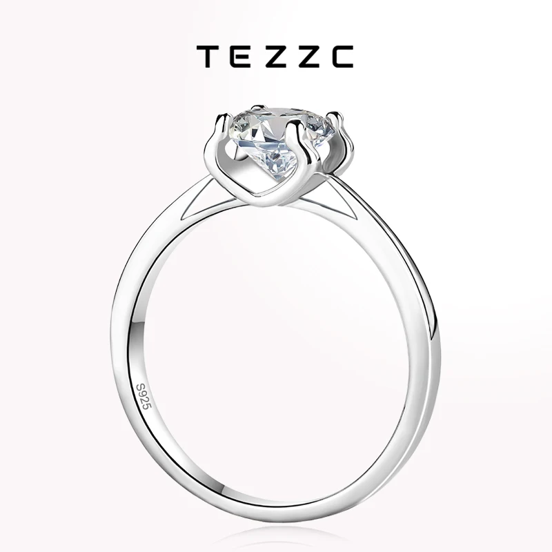 Tezzc 0 5 карата 1 карат кольцо с муассанитом из стерлингового серебра 925 пробы