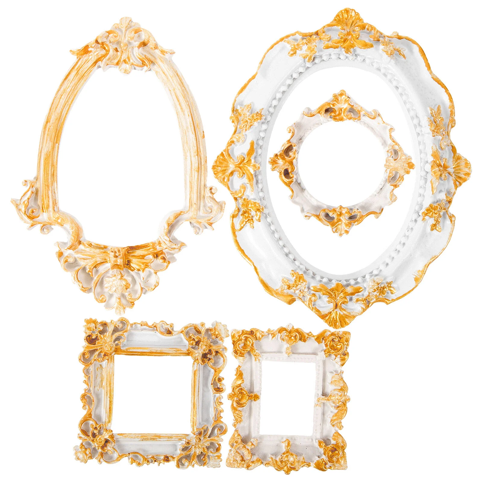 

5 Pcs Gold Photo Frame Ornaments Paper Photo Frames Ornament Pictures Decorations Resin Bulk Display