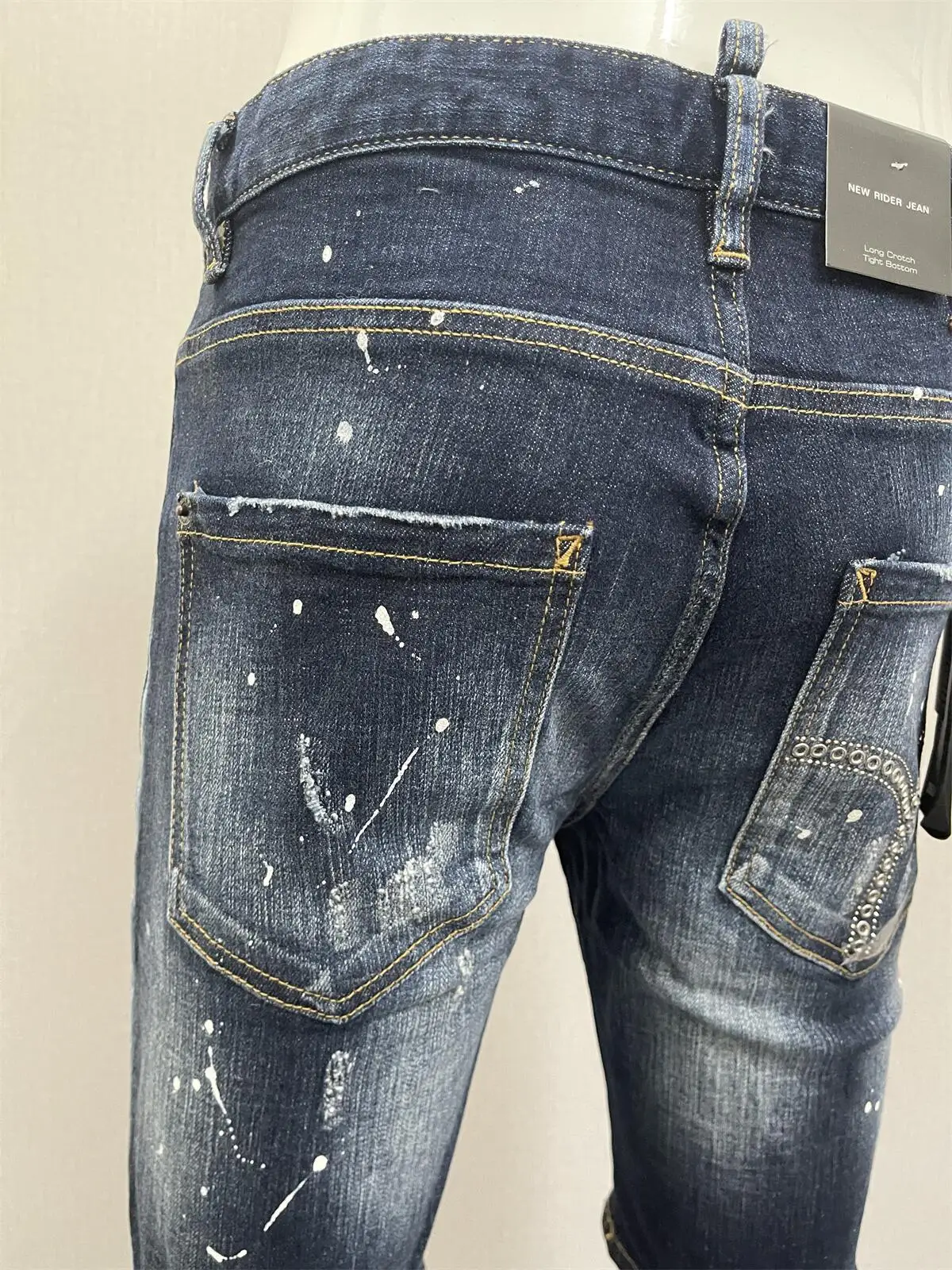 2023 Spring/Summer New Jeans Men's Denim Shorts Fashion Slim Fit Water Wash Hole Patch Embroidery Capris