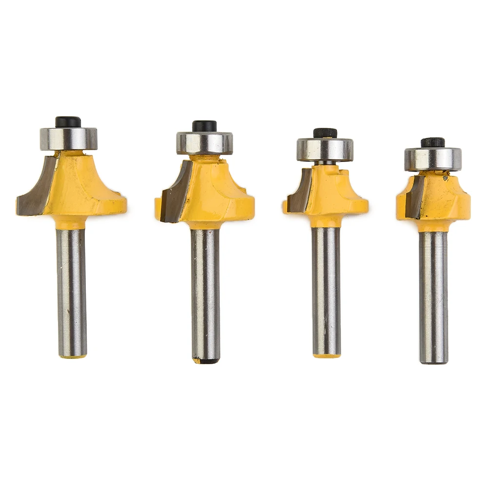 

4pcs 1/4 Inch Shank Round Over Router Bit With Bearing Milling Cutter Round Over Bead Edge Forming Router Bit 1/2" 3/8" 1/4" 1/8