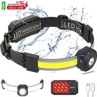 super bright led headlamp type c usb rechargeable headlight built in battery cob camping lamp 10 modes waterproof fishing torch