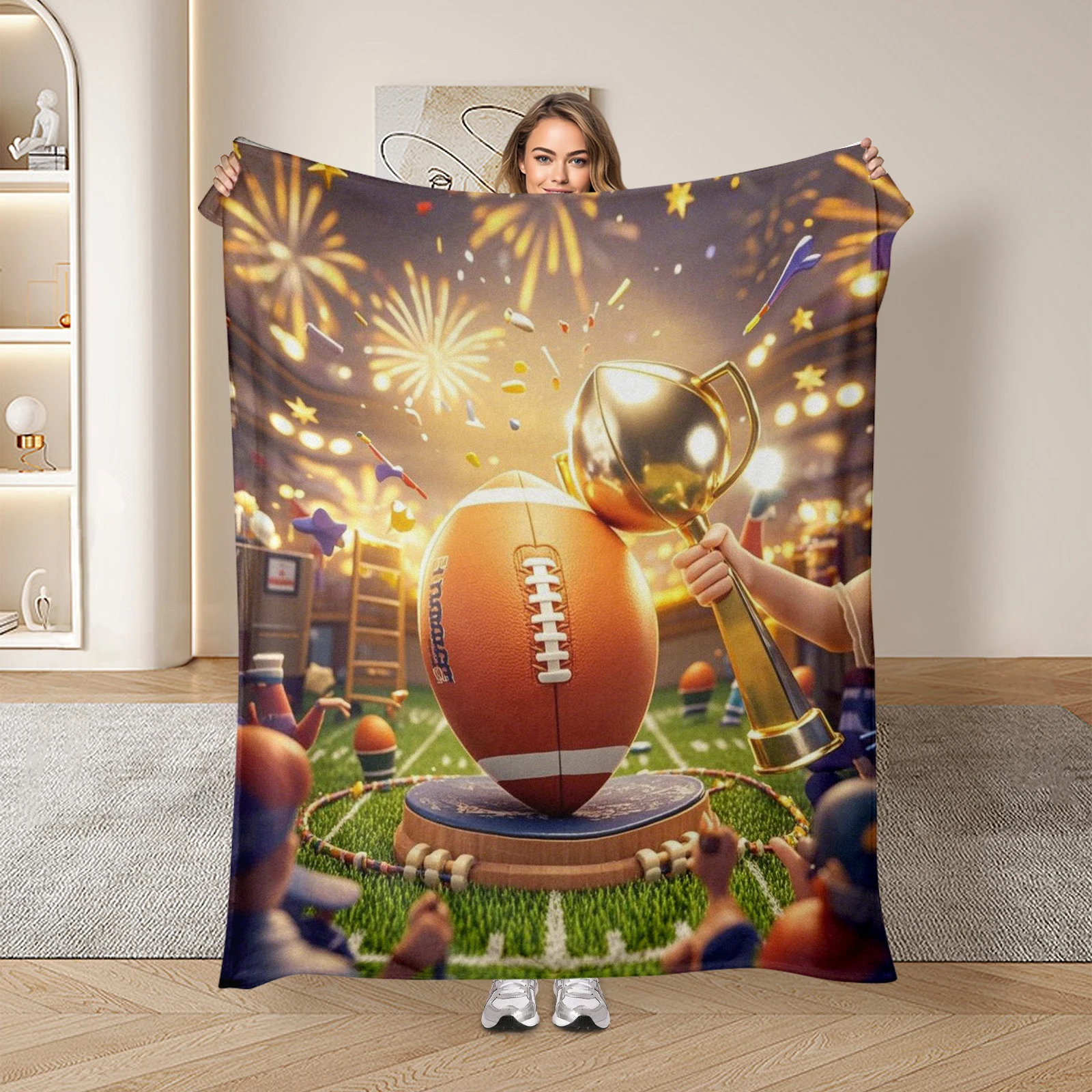 Кашемировое одеяло &quotФутбольный трофей и супер чаша&quot