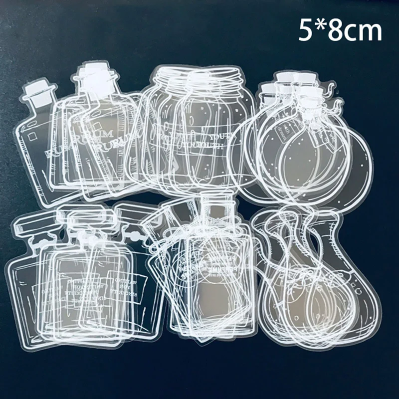 

New 20/30pc Bottle Shape Decorative Stickers Transparent Bookmark Stickers Multipurpose DIY Scrapbook Decor Stickers