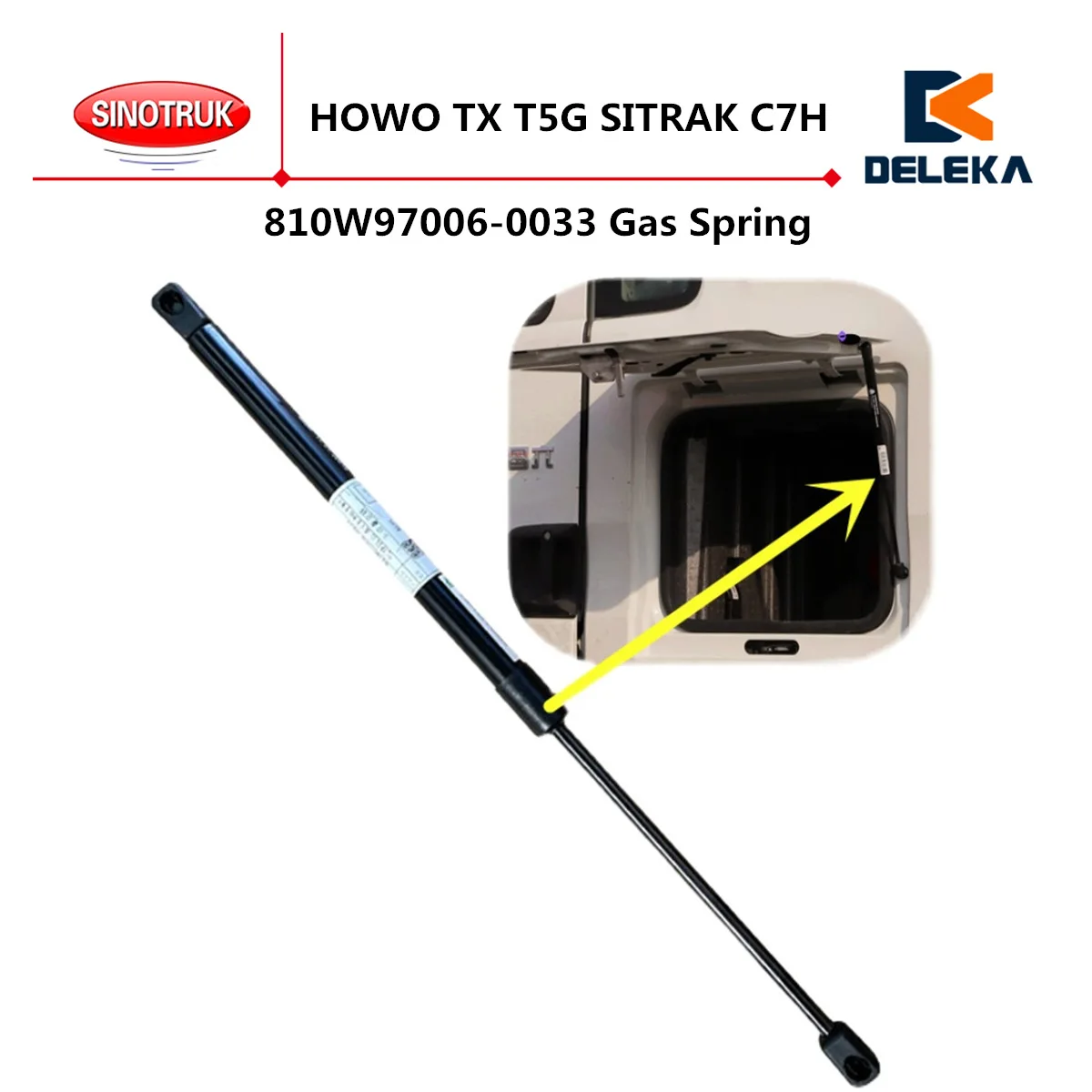 

810W97006-0033 Gas Spring For CNHTC SINOTRUK HOWO TX T5G SITRAK C7H Sleeper Tool Box Cover Hydraulic Support Rod