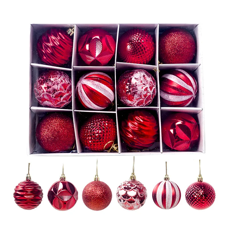 

Hotel Christmas balls Seasonal Tree 12Pcs/Set 60mm High-end restaurant Mansion Office building Ornament PVC Party