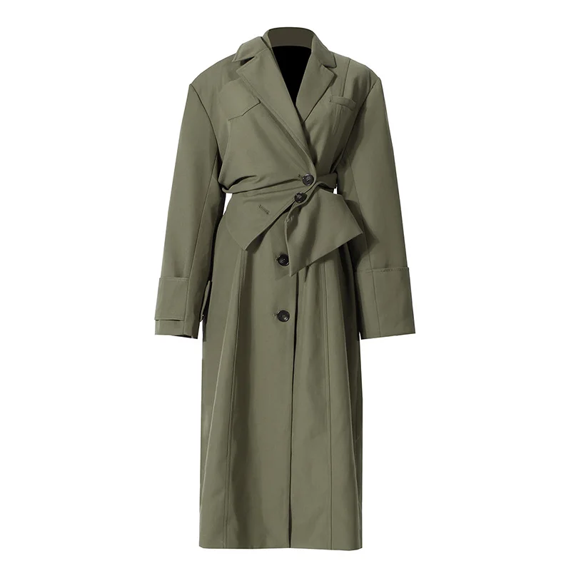 

Minority independent designer coat female deconstruction two-piece detachable wide shoulder handsome long windbreaker