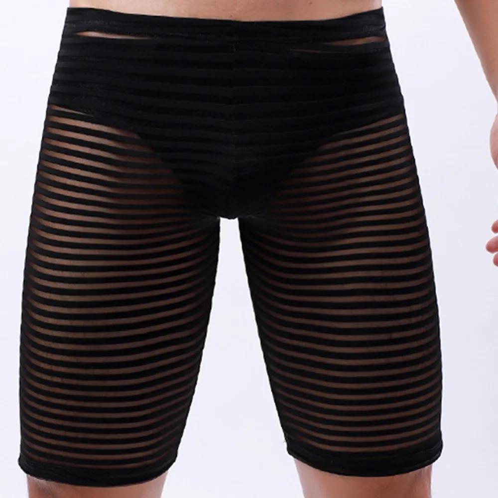 

New Underwear Underpants Lingerie Lounge Men Mesh M~2XL Nylon See Through Shorts Sleepwear Stretch Tights Trunks