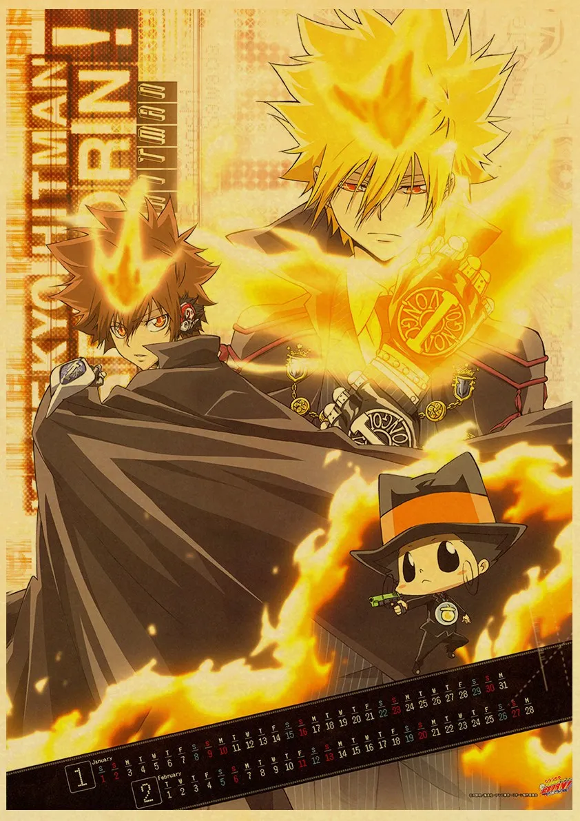 Хитман Реборн! Плакаты из японского аниме постер на стену крафт-бумаги домашний