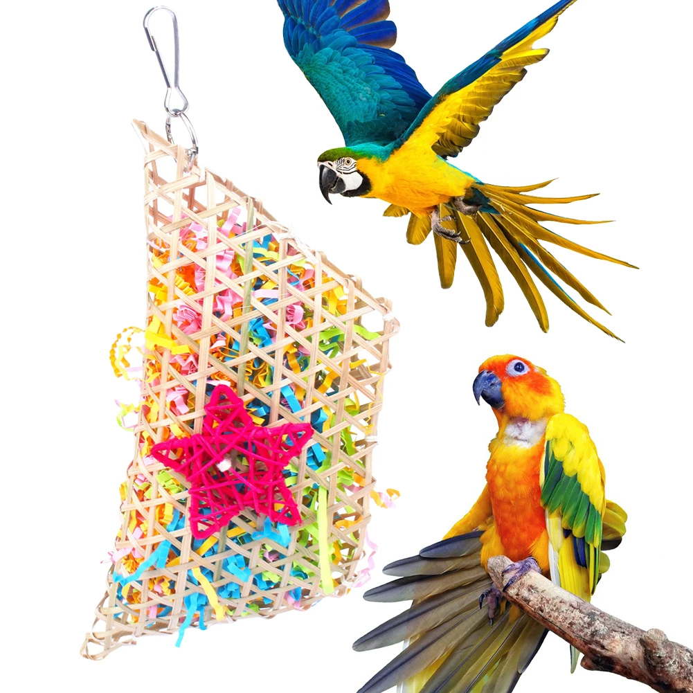 

3 styles Bamboo Weaving Parrots Toys Wood Parrot Chew Toy Chewing Cardboard Destroy Bird Cage Decor Bird Training Accessories