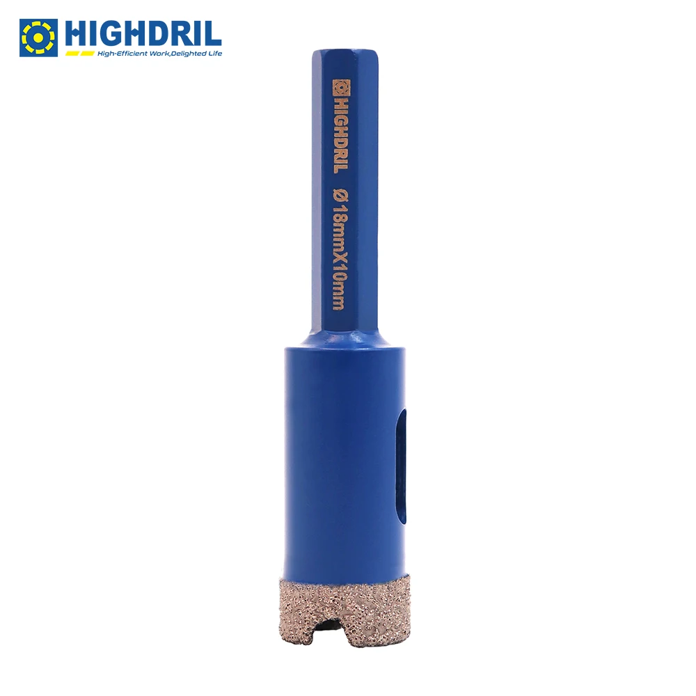

HIGHDRIL 1pc Diamond Driling Bit Vacuum Brazed Hexagon Shank Drill Bits For Granite Ceramic Marble Masonry Dia18mm Core Bits
