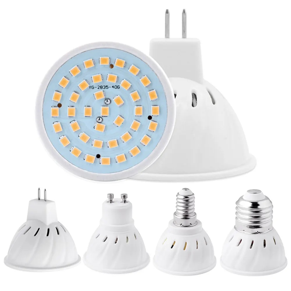 

LED Light 220V GU10 E14 E27 Bombillas Spotlight Bulbs MR16 48 60 80leds 2835 Lamps Spot lights Led 4W/6W/8W Lampada