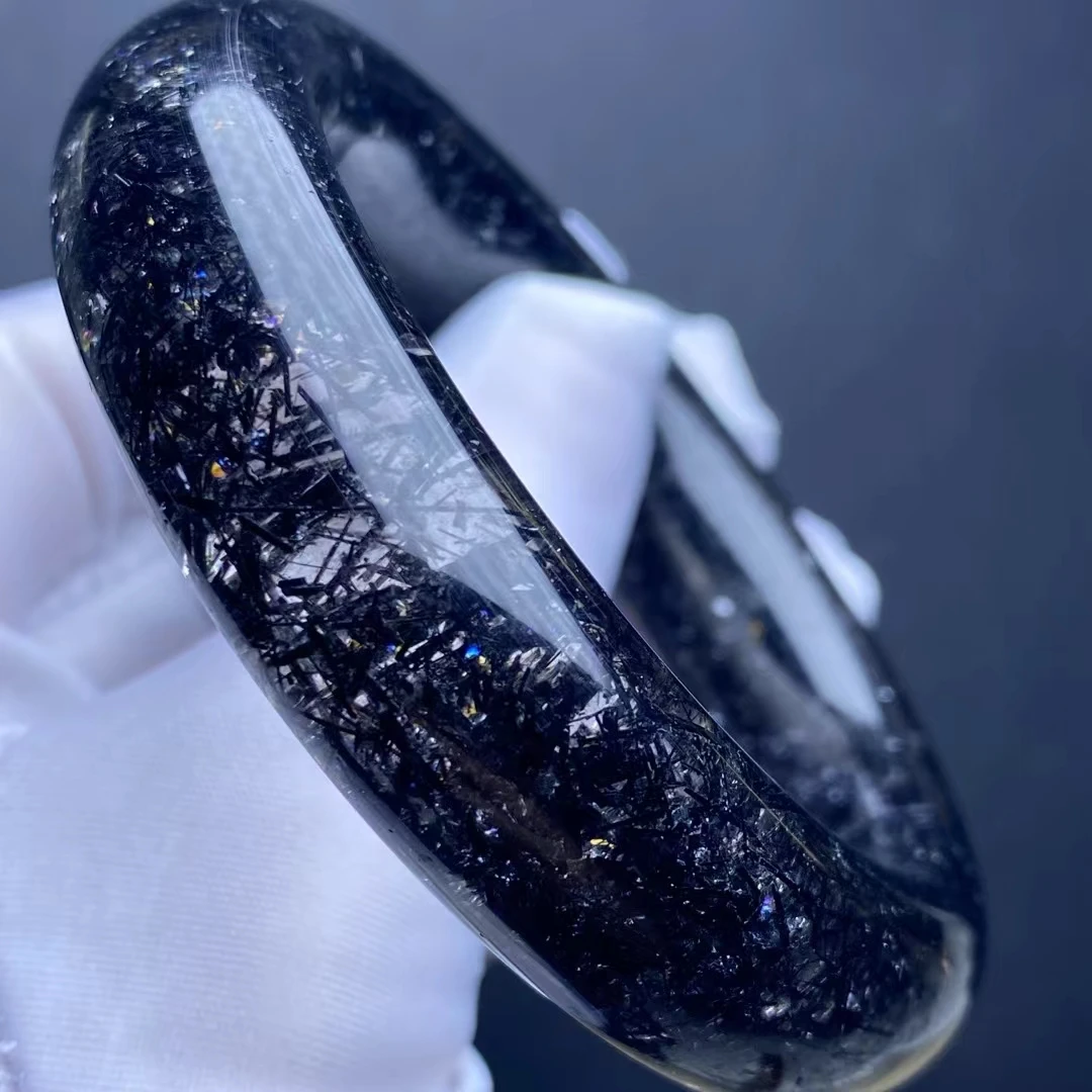 Натуральный черный рутилированный кварцевый прозрачный Круглый