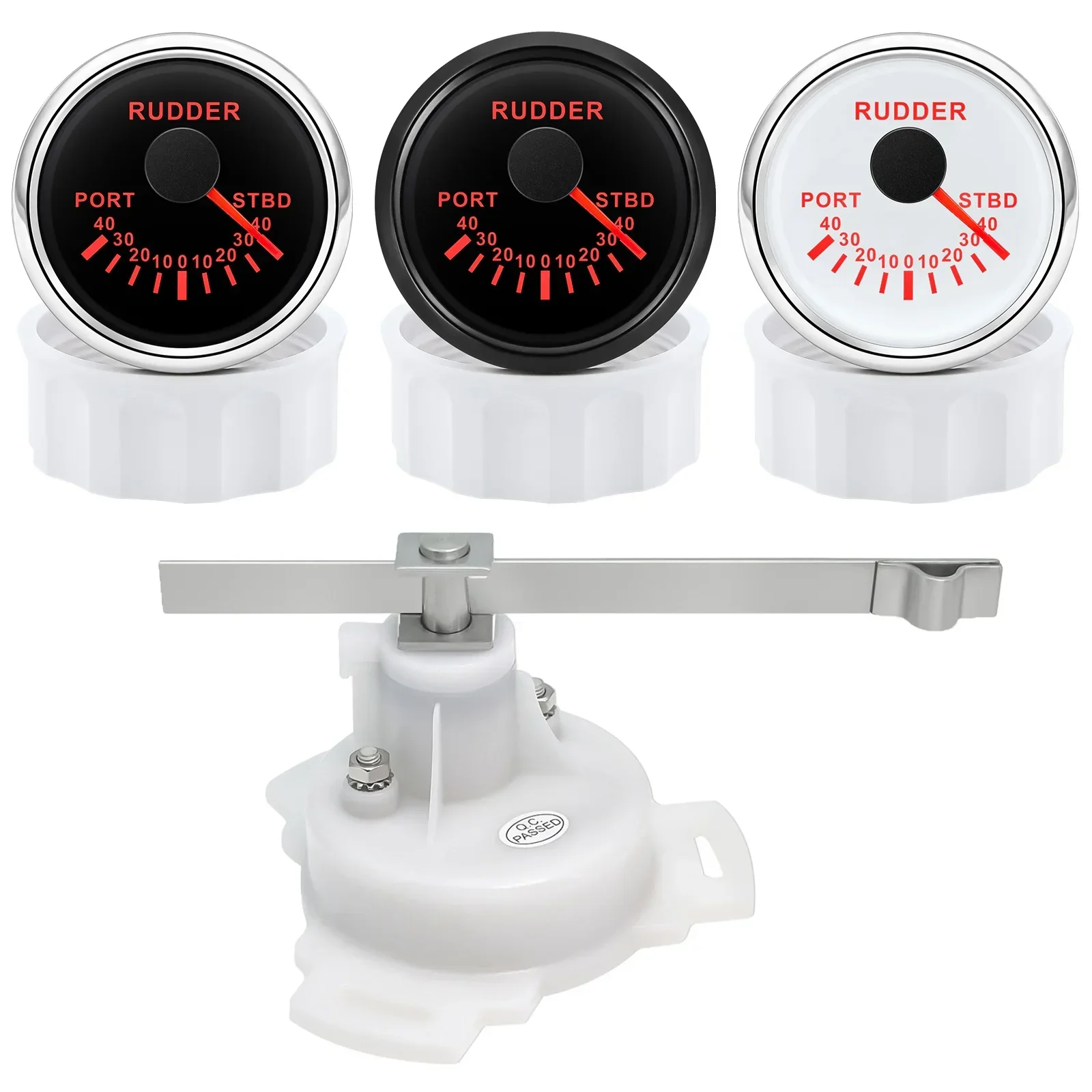 52 мм 7-цветная подсветка индикатор угла поворота руля 0-190 Ом PORT ~ STBD с датчиком