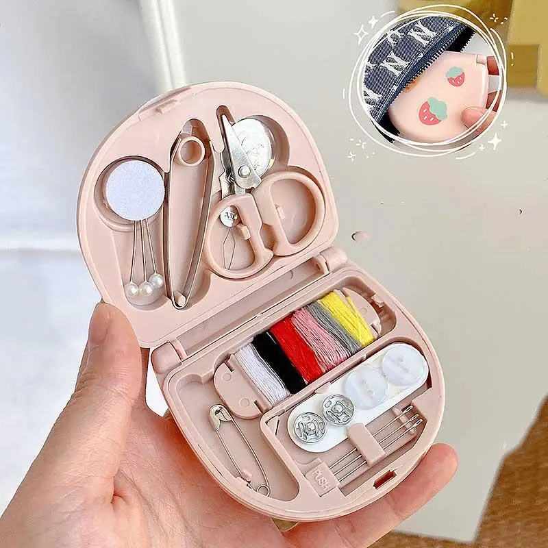 

1set Buttons Pins Storage Boxes Sewing Box Household Portable Travel Mini Sewing Kit Scissor Thimble Needle Threads Box Set