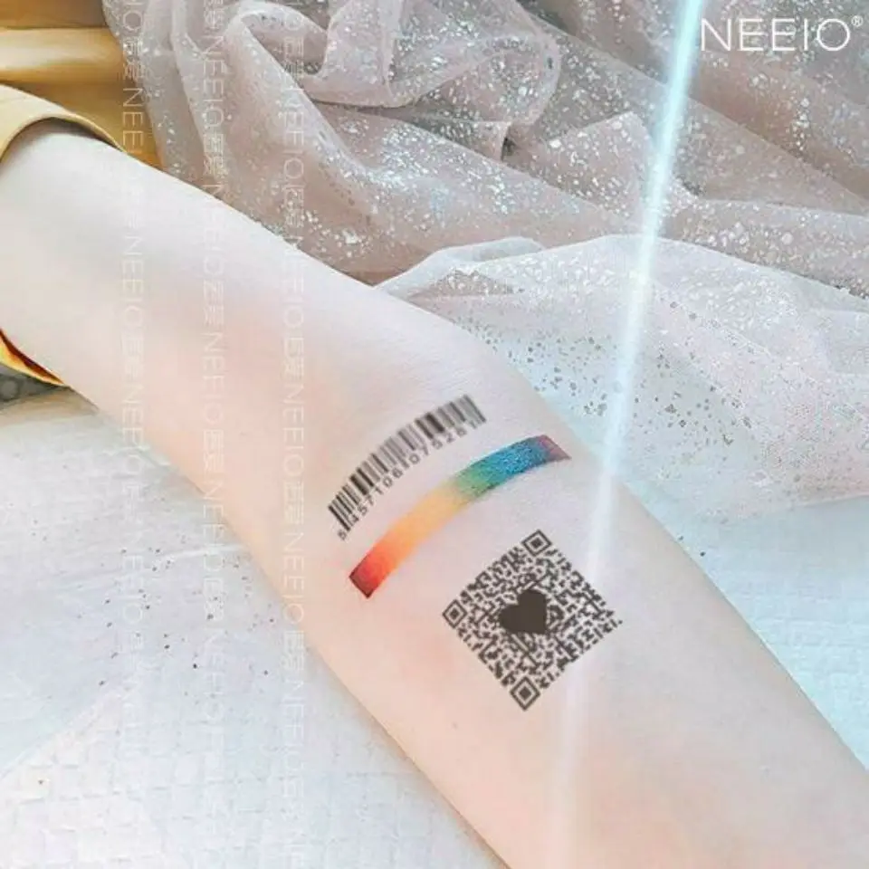 

Оригинальные тату-наклейки креативный штрих-код QR-код индивидуальная радужная полоса Sevencolor Lines водостойкая временная татуировка