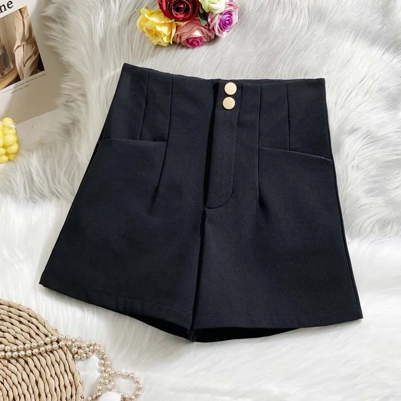 

Maternity shorts women's summer new high waist wide leg pants Black