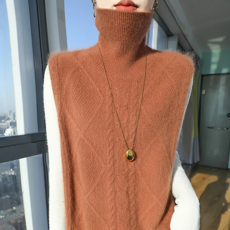 100% норковый кашемировый свитер Осень-зима новинка Женский пуловер с высоким