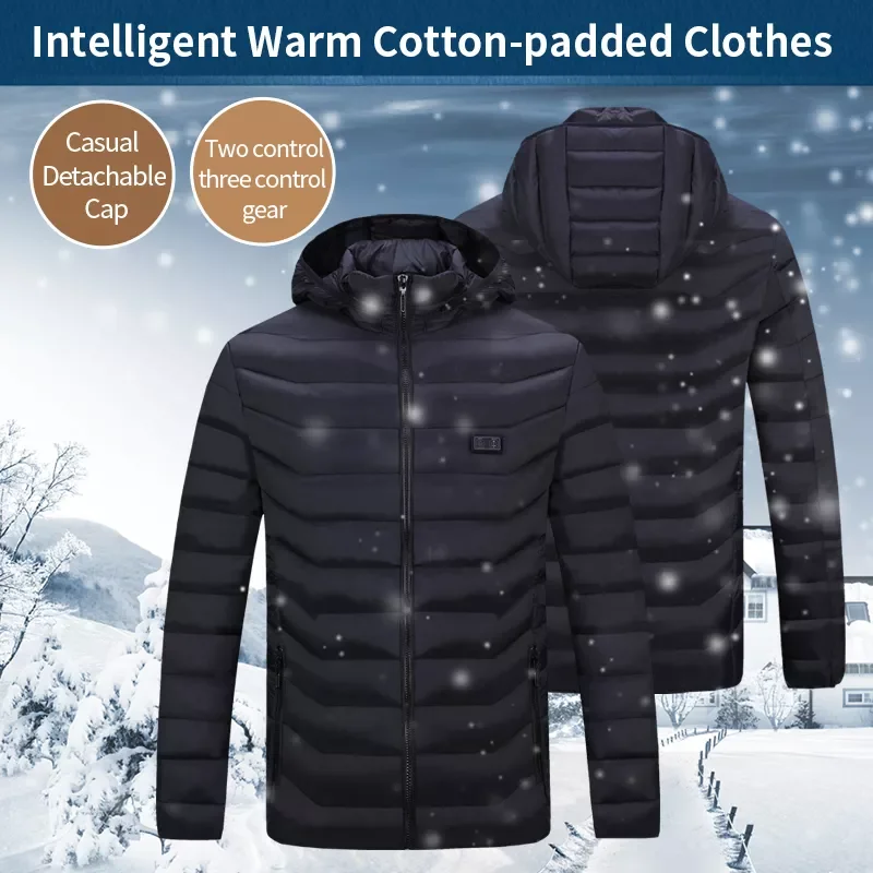 Smart Thermostat Hooded Heated Clothing Warm Jackets Winte Double switch 11 zone heating USB Heating Jackets