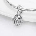 Новинка 2022, бусины в форме ладони из циркония, подходят для оригинального браслета Pandach, женские серебряные подвесные Бусины Серебряного цвета, бижутерия сделай сам