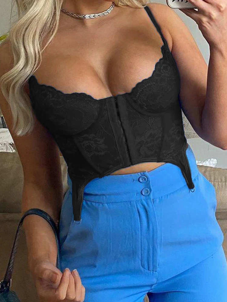 Кружевной Цветочный Y2K шикарный облегающий Топ сексуальный ретро-корсет