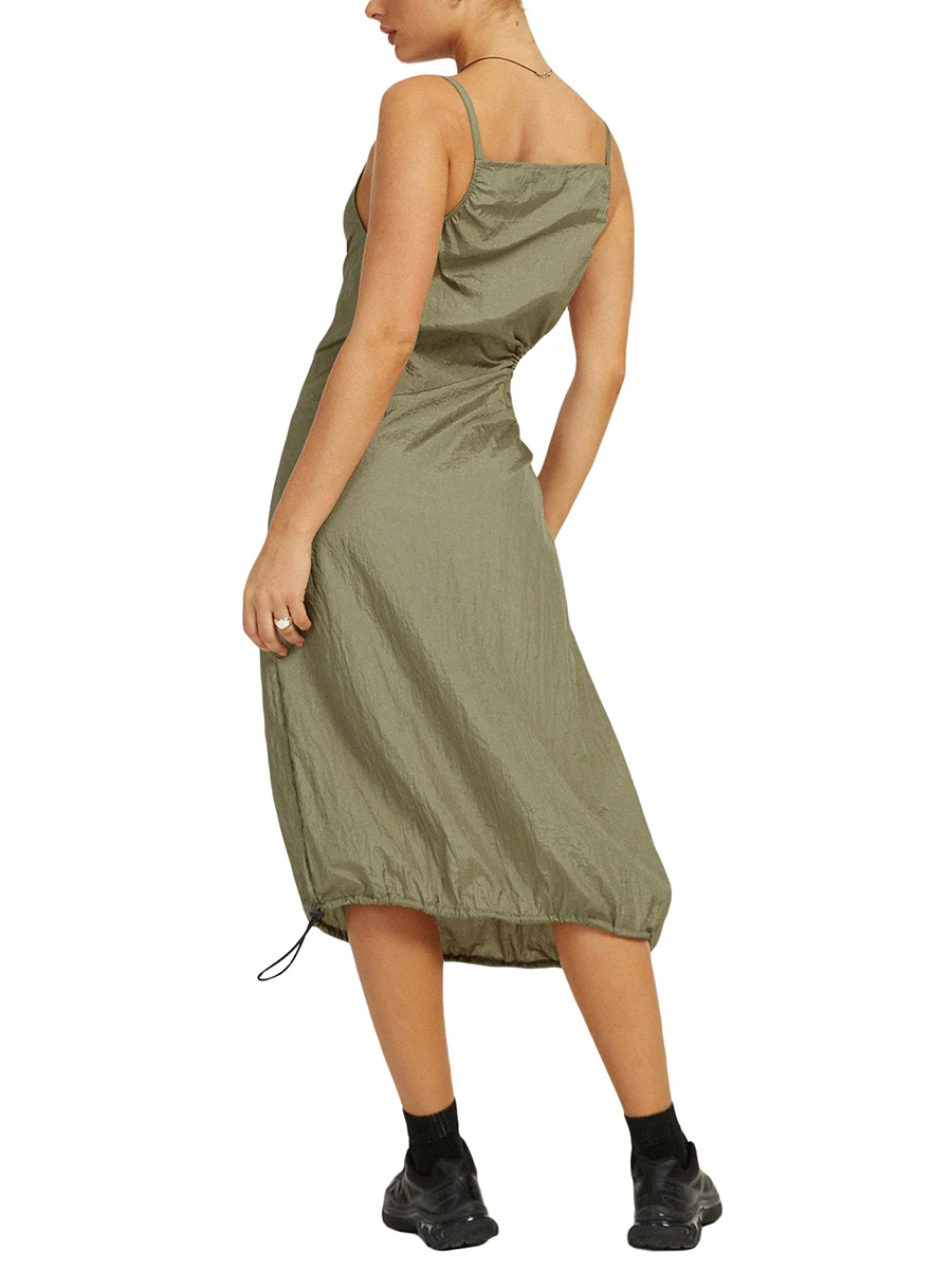 Женское Повседневное платье на бретелях-спагетти однотонное без рукавов с