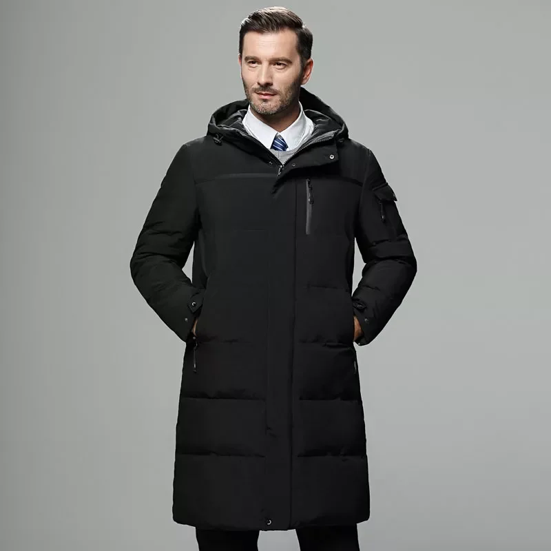 2022New Winter Warm Down Jacket 2021 New Arrivals Men Fashion Hooded Water-resistant Windproof Long Down Jacket Male Puffer Coat