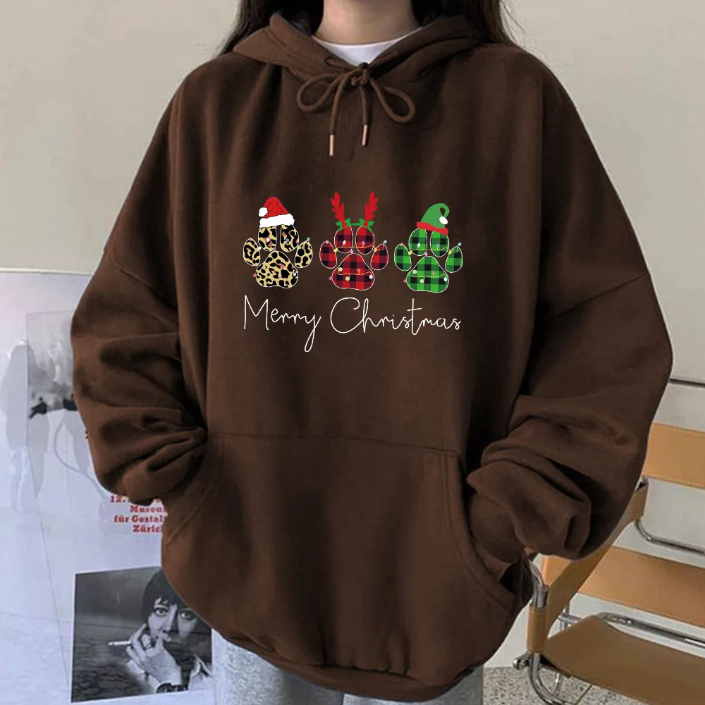 Christmas Hoodie Sweatshirt Geometric Cartoon Friends Pullover Winter Clothe Women Loose Fit Christmas New Year Couple's Clothes