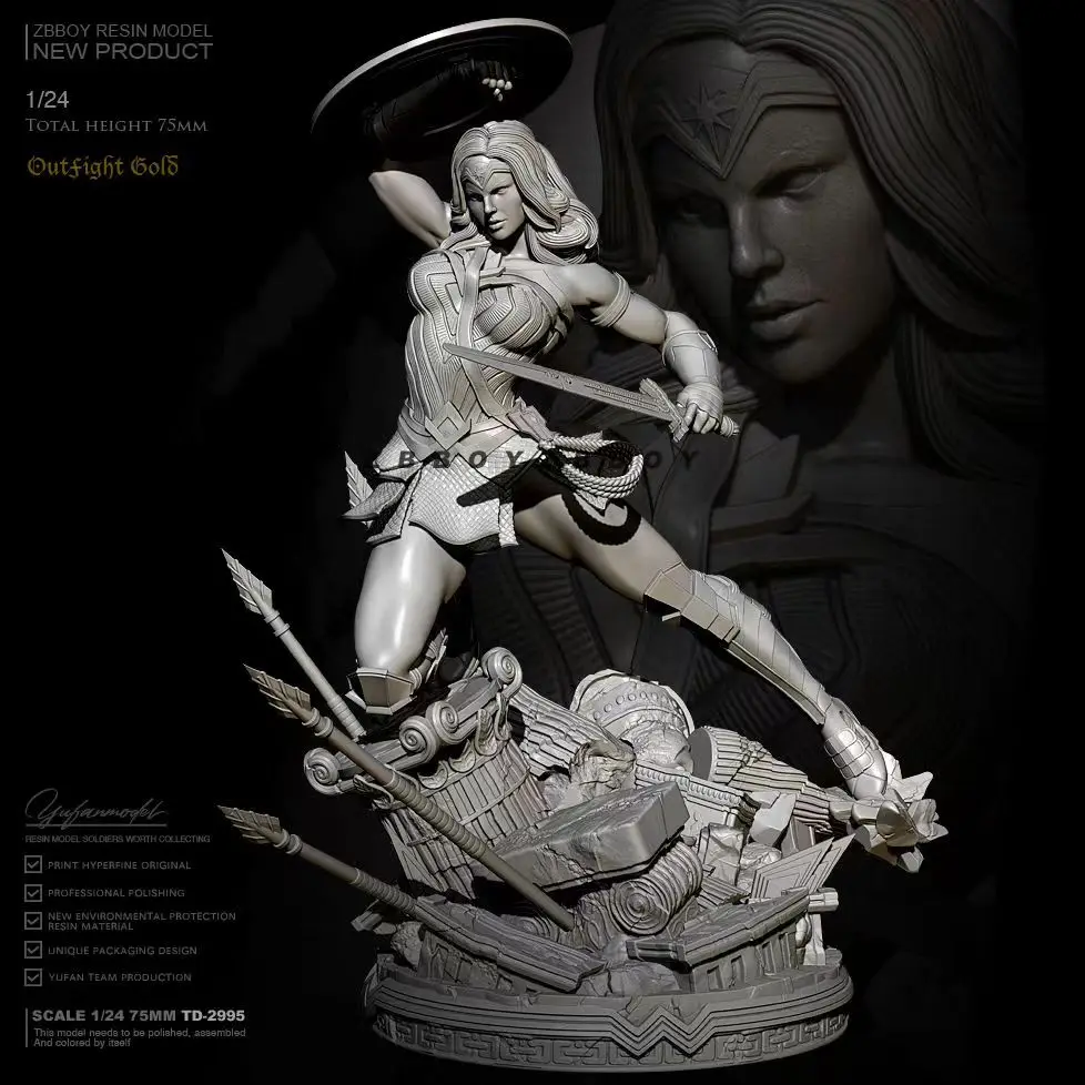 

NX1/24 Female Warrior Resin Action Doll Model Kit Tumei Colorless Self-Assembling Resin Doll Soldier Action Figure 75mm