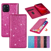 glitter leather case for iphone 14 13 12 11 pro max xs xr se2020 6 7 8 plus luxury ultra slim magnet flip protection phone cover
