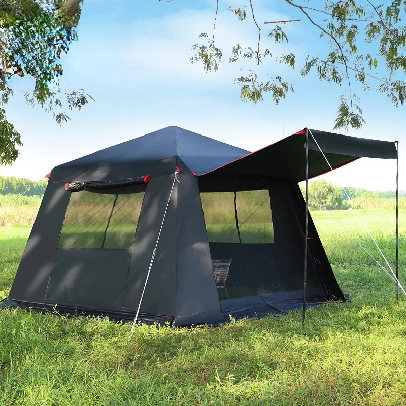 

Outdoor Half-Automatic Tent Double Layers with Black Glue Rain-proof Mosquito Barbecue Sunshade Pergola UV Large Space Tourist