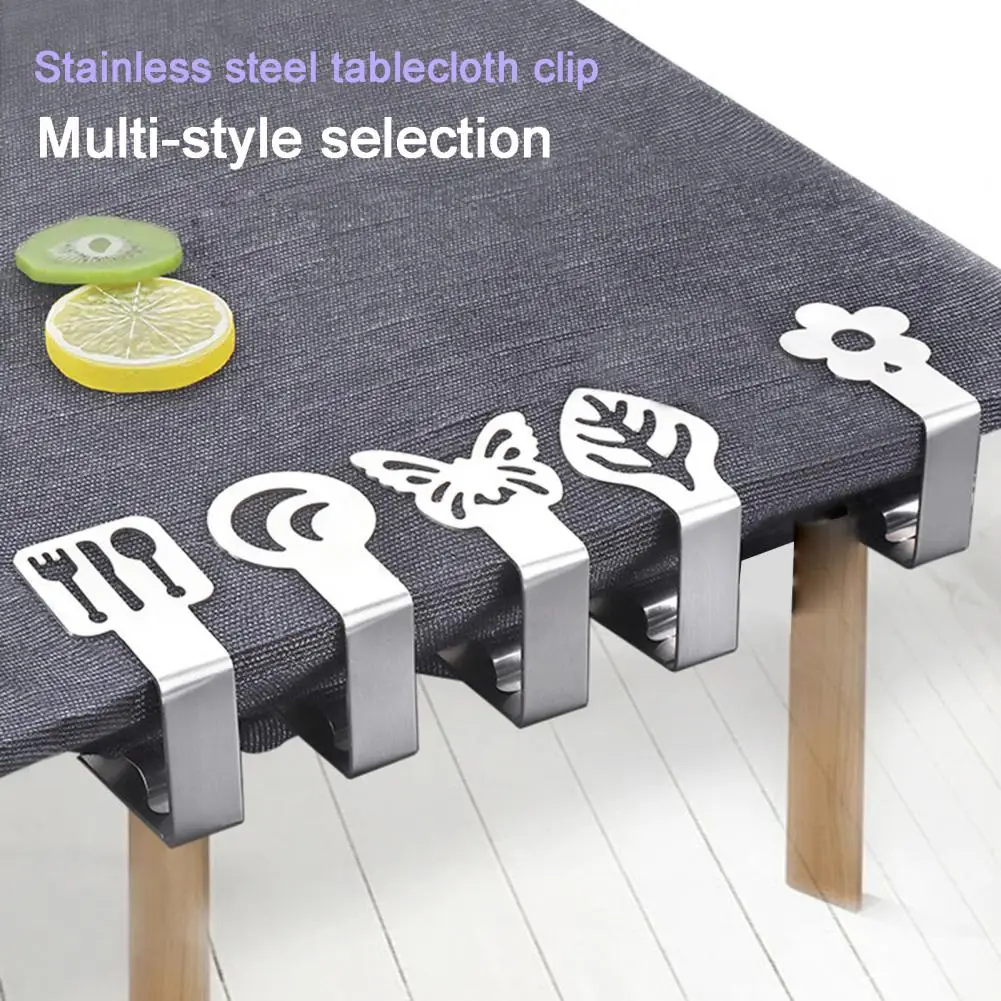 

4 Pcs Tablecloth Clips Polished High Strength Anti-slip Fix Tablecloth Stainless Steel Tablecloth Holders Household Supplies