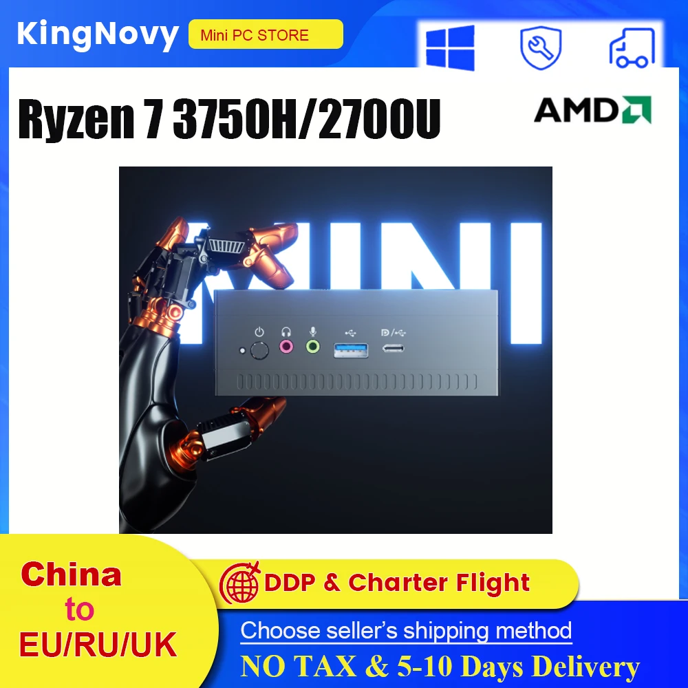 TOPTON NUC AMD Mini PC Ryzen 7 3750H 2700U Vega Graphic NVMe SSD Desktop Gaming Computer Windows 11 10 Pro 3x4K HTPC WiFi BT