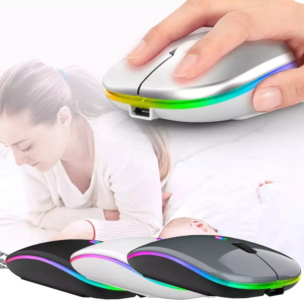 NEW2023 2022NEW Cordless Mouse Wireless 5.0 Mouse USB Rechargeable RGB Mouse 2.4GHz 1600DPI Gaming Mouse For Laptop Computer 1