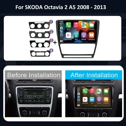 Для SKODA Octavia 2 A5 2008-2013 Android Авто Авто Радио Мультимедийный Плеер Экран DSP 4G GPS Навигация WIFI Carplay Без 2din