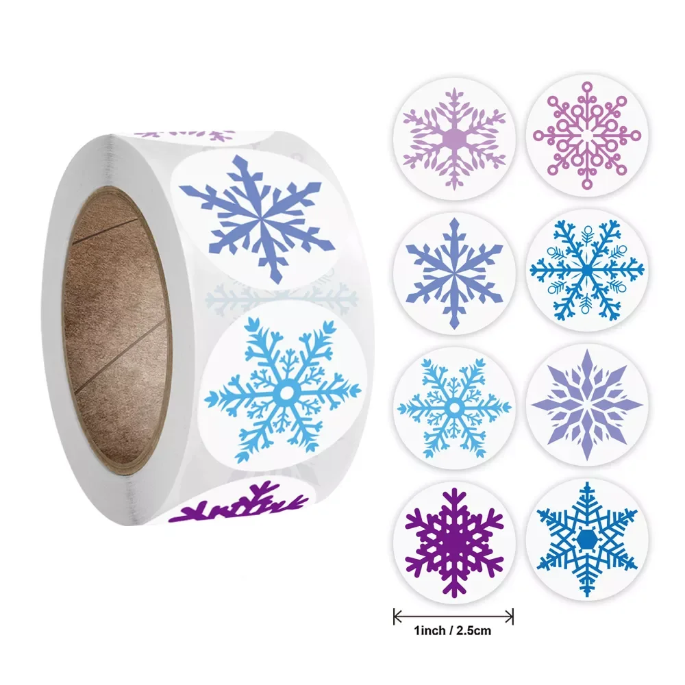 

Christmas stickers 50-500pcs Cartoon snowflake pattern stickers Christmas Decorations for Home New Year