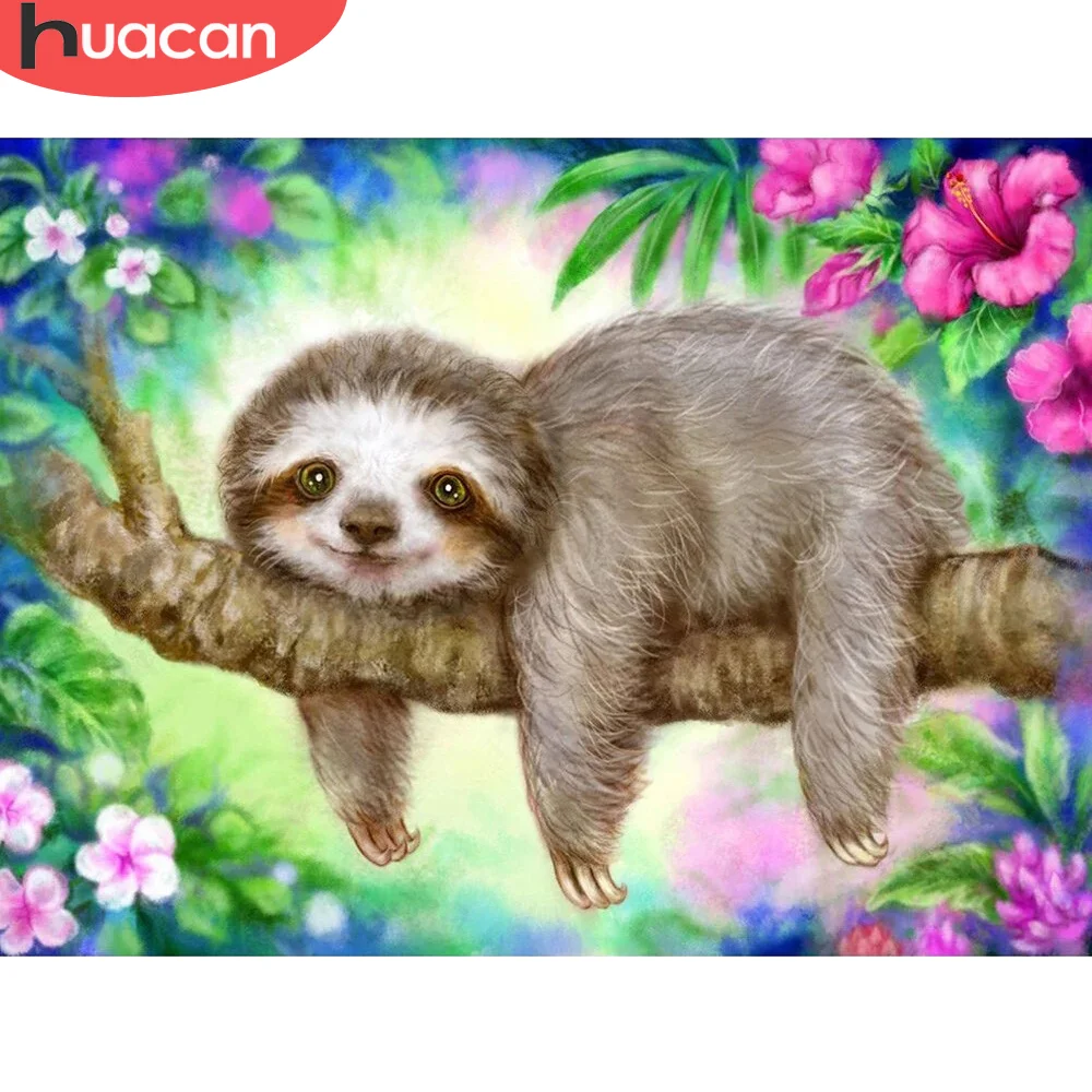 

Алмазная живопись HUACAN с животными, Ленивец, 5D, своими руками, искусство, квадратная вышивка, наборы для вышивки, настенное искусство