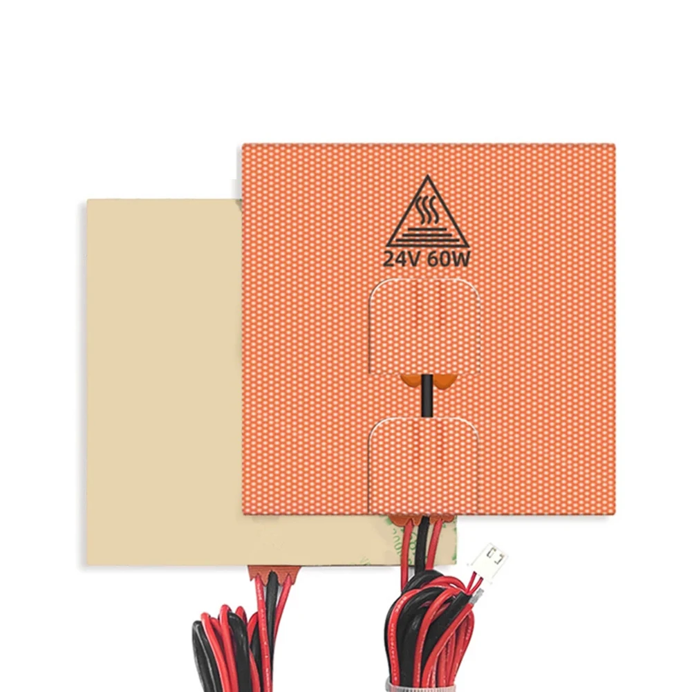 

1PC 24V 60W Silicone Heater Pad Heating Mat 100x100mm Heated Bed NTC 100K Thermistor Silicone Heating Pad For 3D Printers