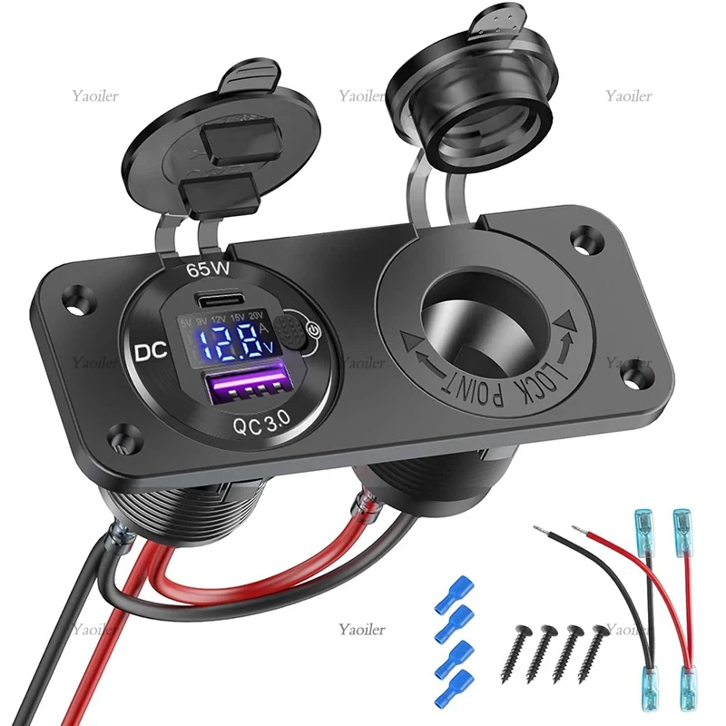 

Модернизированная розетка прикуривателя 12 В QC3.0, водонепроницаемая USB PD, автомобильная розетка для зарядки, панель для автомобиля, мотоцикла, автофургона, морская розетка