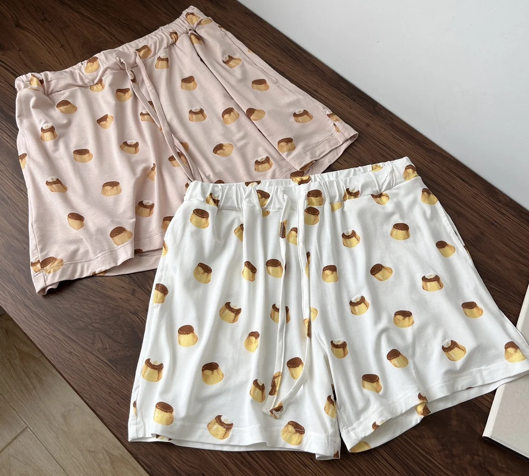 Room Wear Shorts Set Gelato Pique 2023 Spring/Summer Women's Pajamas Pudding Printed Trousers Sleepwear Loungewear