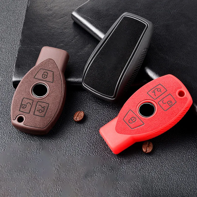 

Suede Leather Car Key Case Cover Shell For Mercedes Benz A B C E S Class W204 W205 W212 W213 W176 GLC CLA AMG W177 CLS CLK SLK