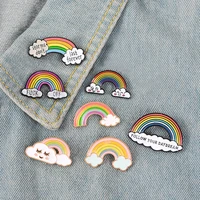cartoon rainbow cloud enamel pins cute metal badge creative jewelry accessories lapel brooch gift cubre bocas para ni%c3%b1os