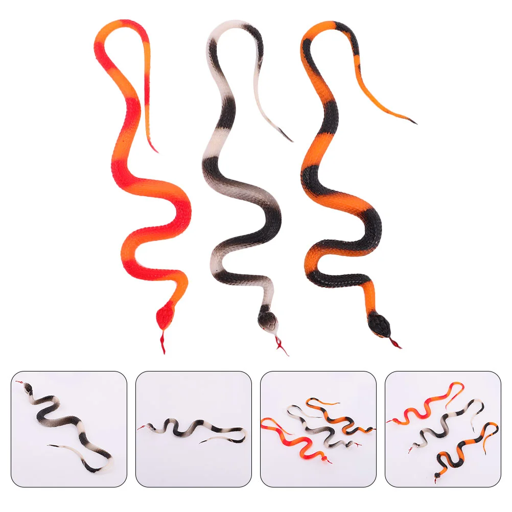 

3 Pcs Simulated Soft Rubber Snake Photo Props Tricky Wooden Playset Simulation Snakes Decorative Models Kids Toys Girls Boy