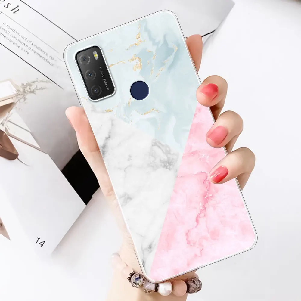 For TCL 20E Case Marble Clear Silicone Soft Transparent Fashion Cover Coque 20Y Protect Phone Funda