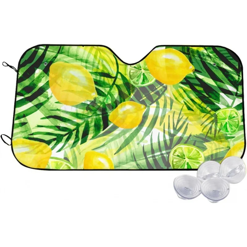 

Palm Leaf Lemon Windshield Sun Shade Car Sun Shade Windshield Foldable Cute Car Window Covers Sunshade for Car Windshield