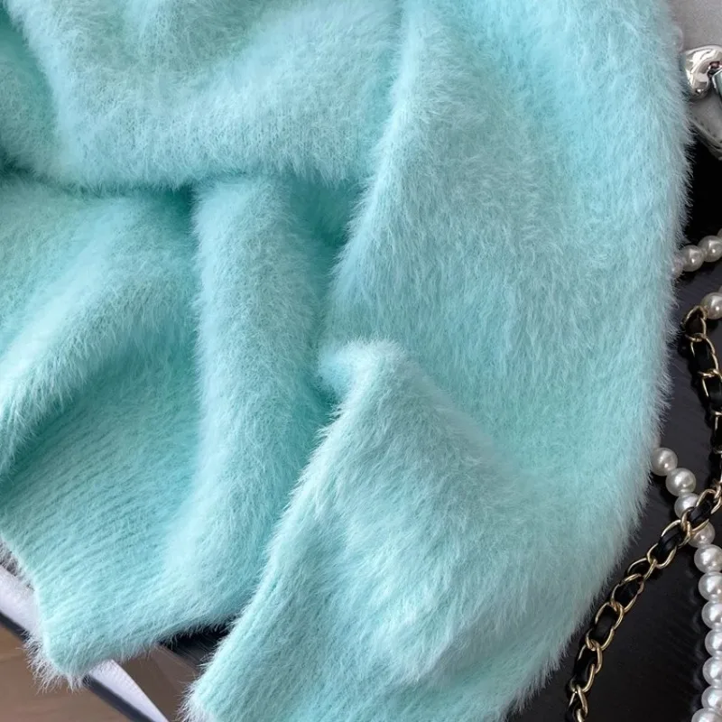 2024 новинка осени и зимы модные мягкие вязаные пуловеры из мохера женские