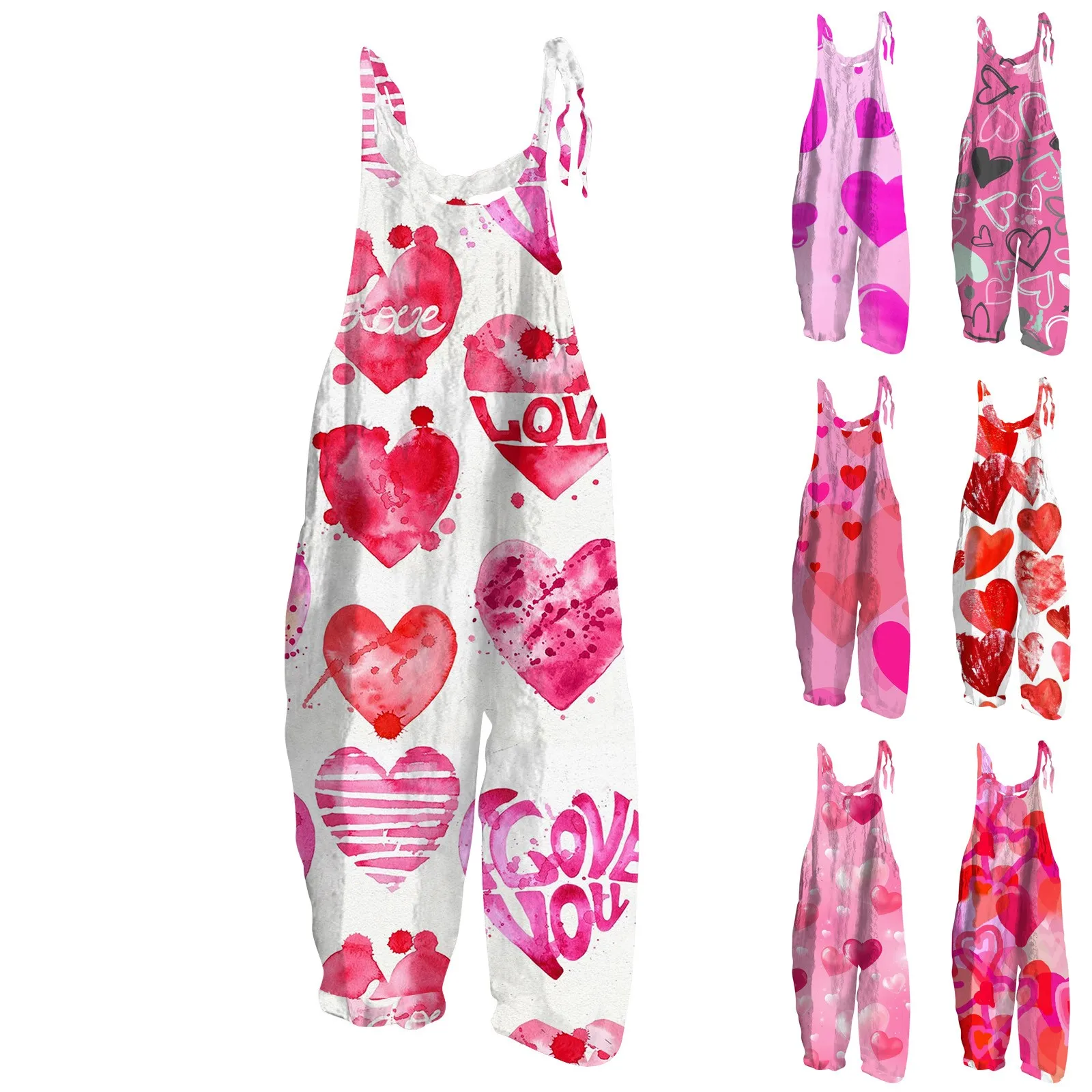 

Women's Jumpsuit Print Casual Loose Vintage Shoulder Strap Cotton Linen ombinaison femme chic et élégante plus size jeans