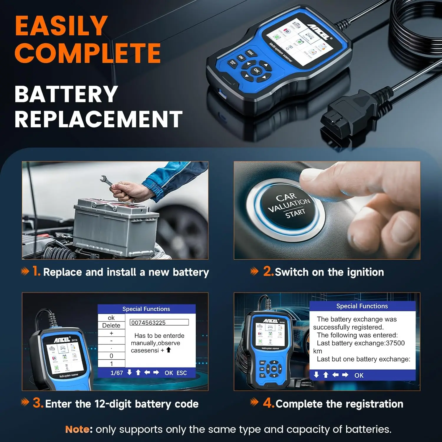 Ancel BM700 Автомобильный сканер OBD2 Автоматический считыватель кодов Масляный