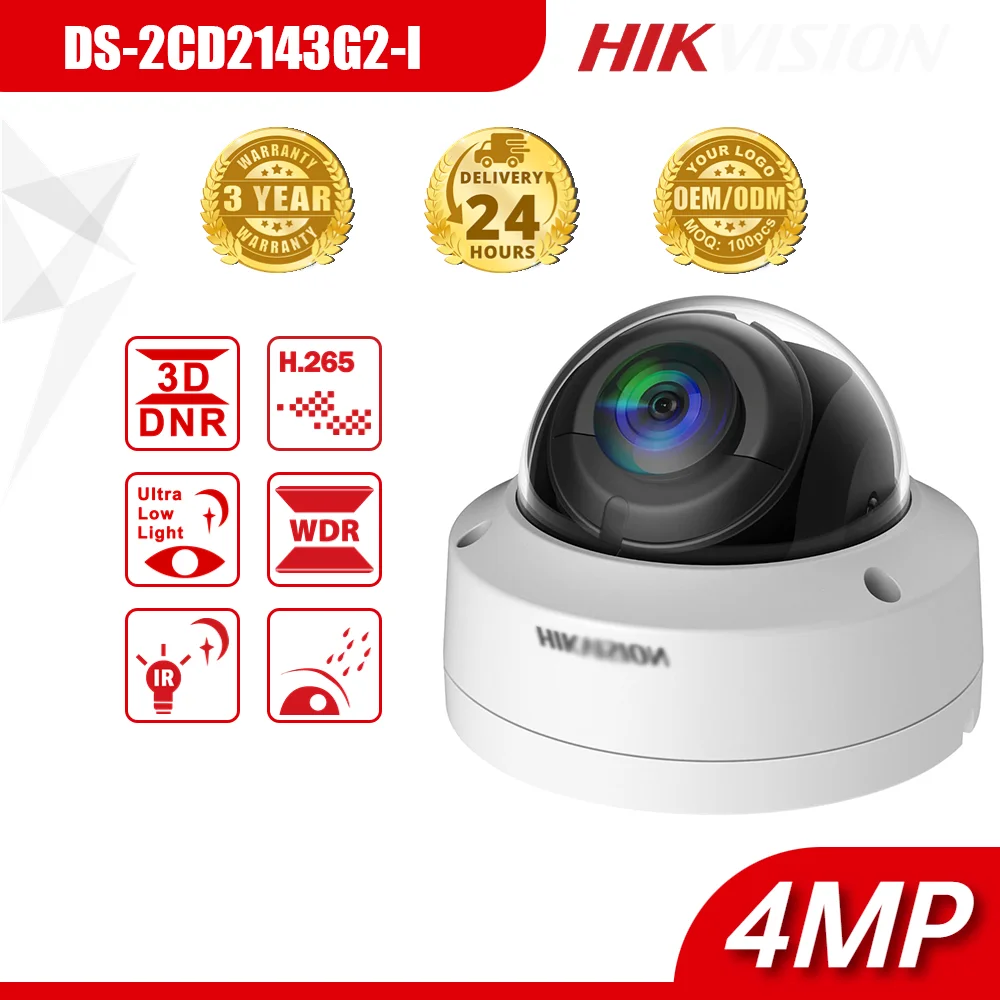 

Compatible Hikvision DS-2CD2143G2-I 4MP AcuSense 2K 2.8MM IR IP Dome Camera Human And Vehicle Detection SD Card Slot Security