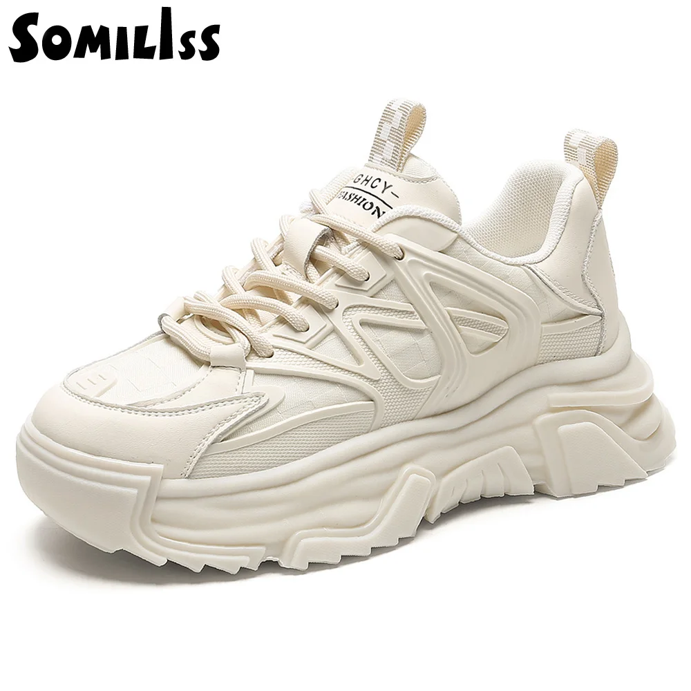 

Женские кроссовки из натуральной кожи, на платформе